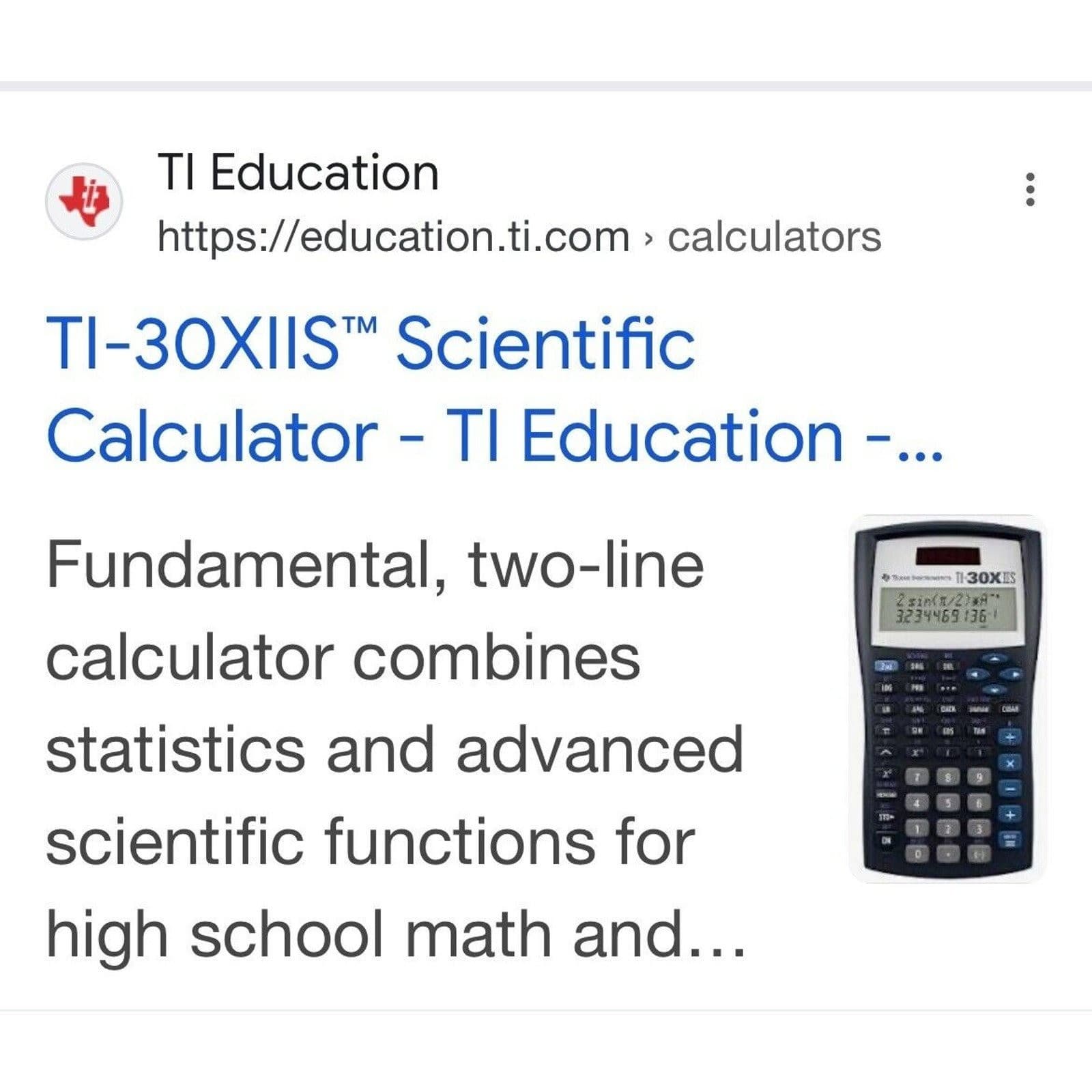 Texas Instruments TI-30X IIS Scientific Calculator-Black and Blue-Used Tested 5
