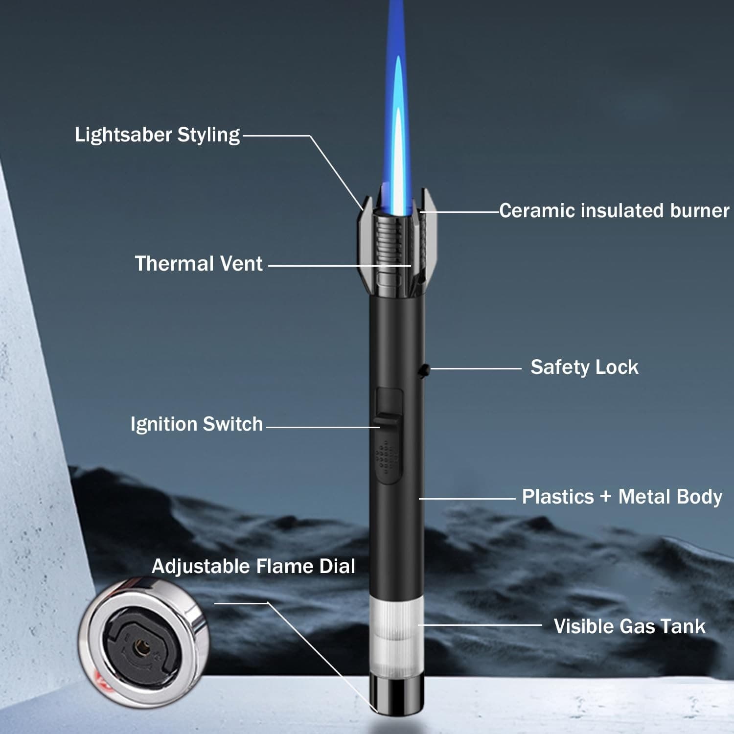 Lightsaber Lighter, Bright Fire Lighter, Butane Torch Lighters with Safety Lo... 2