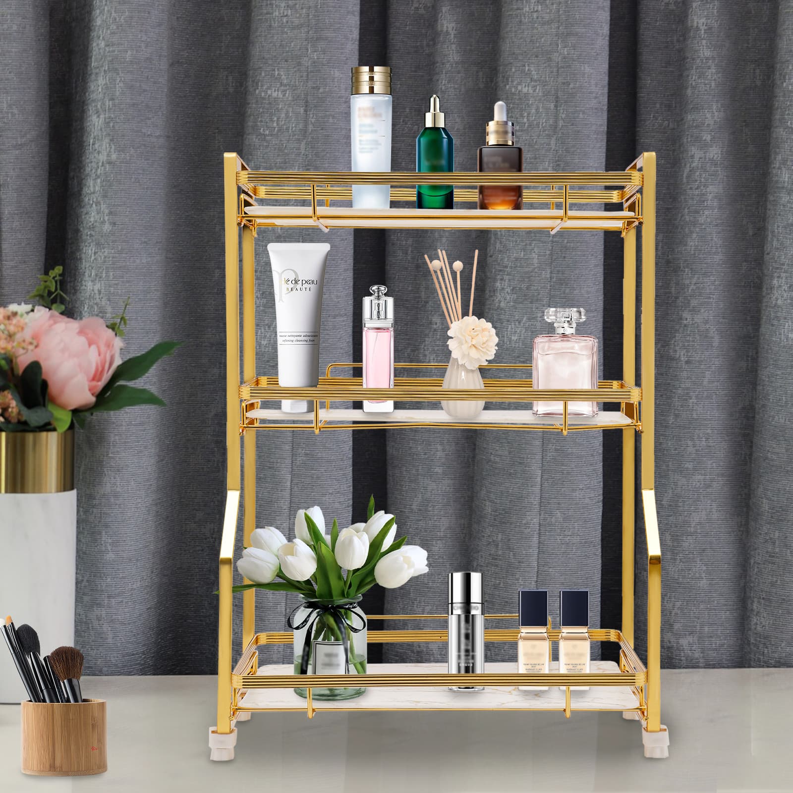 3 Tier Bathroom Countertop Organizer Shelf Rack Counter Bathroom Storage