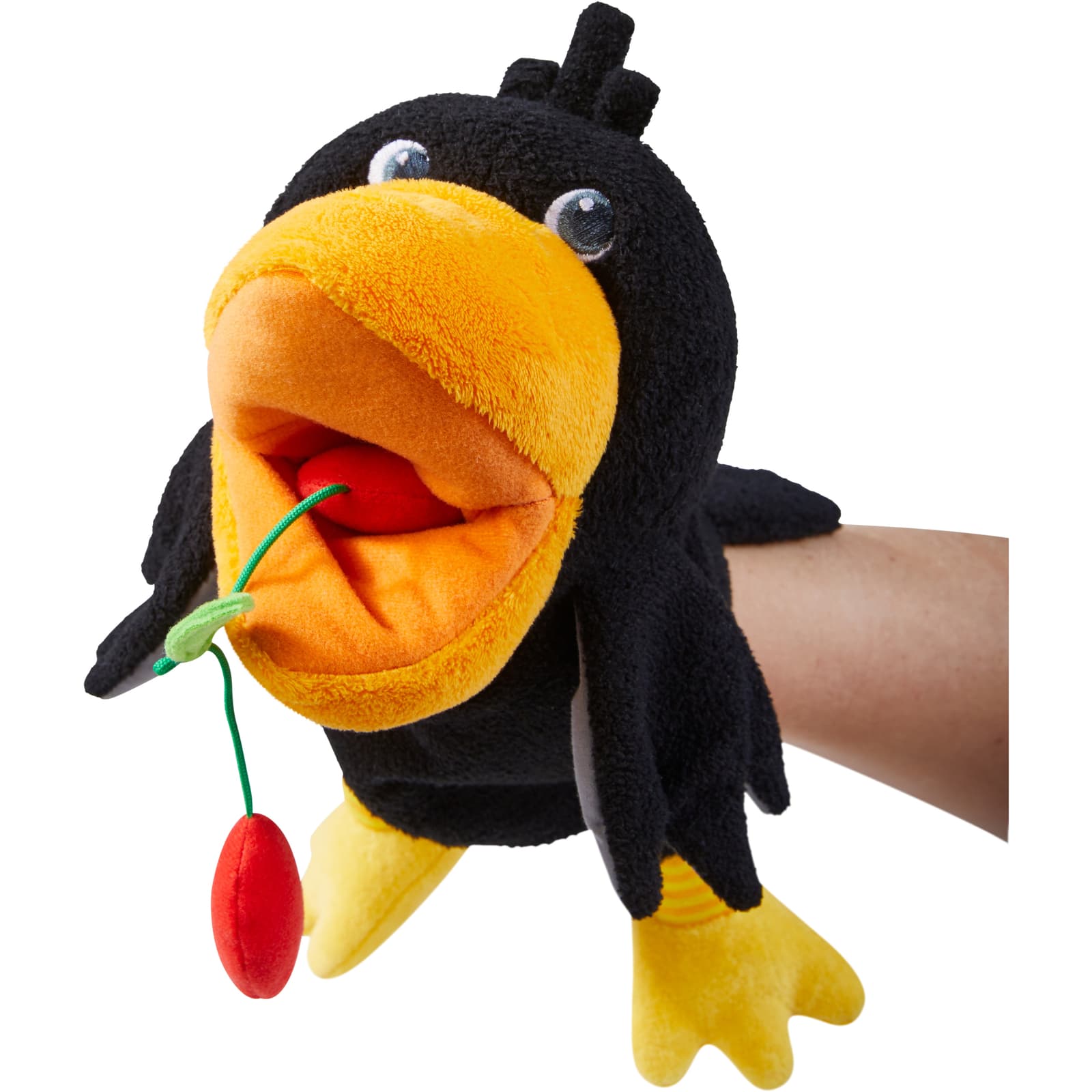 HABA Theo The Raven Glove Puppet with Cherries 2