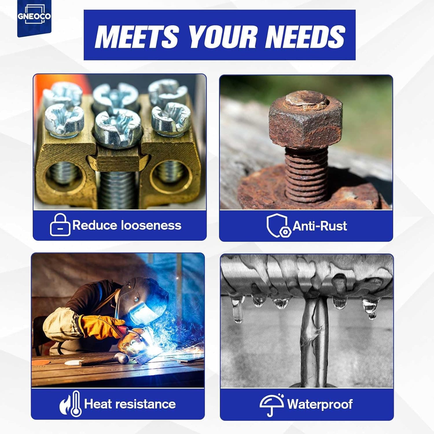 Threadlocker Blue, Thread Lock Medium Strength Lock Tight for Nuts, Bolts, Faste 3