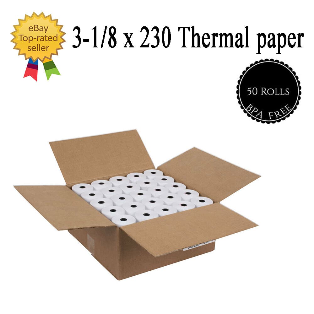 3 1/8" x 230' THERMAL POS RECEIPT PRINTER ROLL PAPER BPA FREE USA 50 ROLLS 5