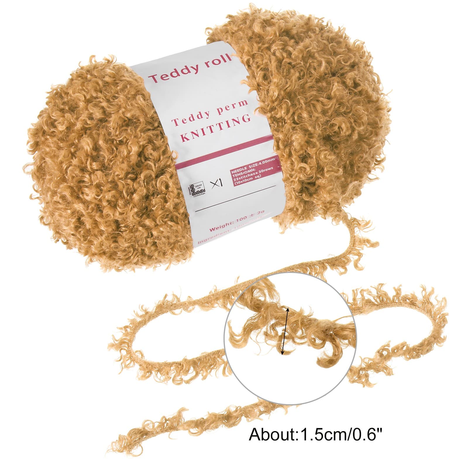 2pcs Fur Yarn Polyester Yarn Fluffy Chunky Yarn Camel Brown for Crocheting,50m 2