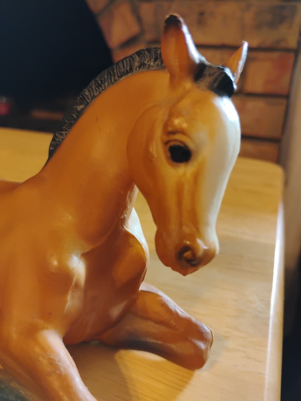 Vintage BREYER Lying Down Foal #166 buckskin, bald face, black tail mane(Sh) 2