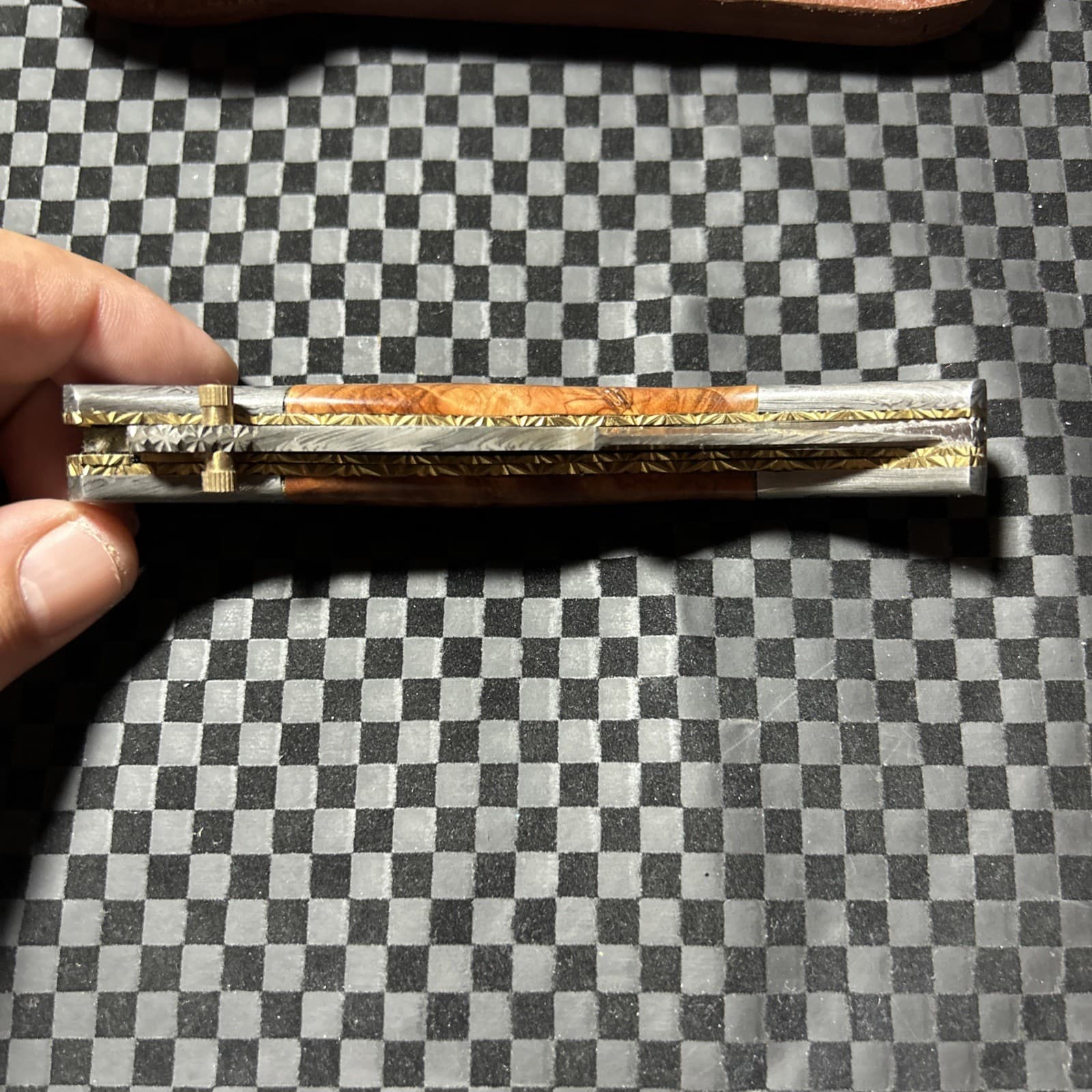 HTK-207 Damascus Steel Custom Handmade Fold Knife/Olive Wood Handle, With Sheath 3