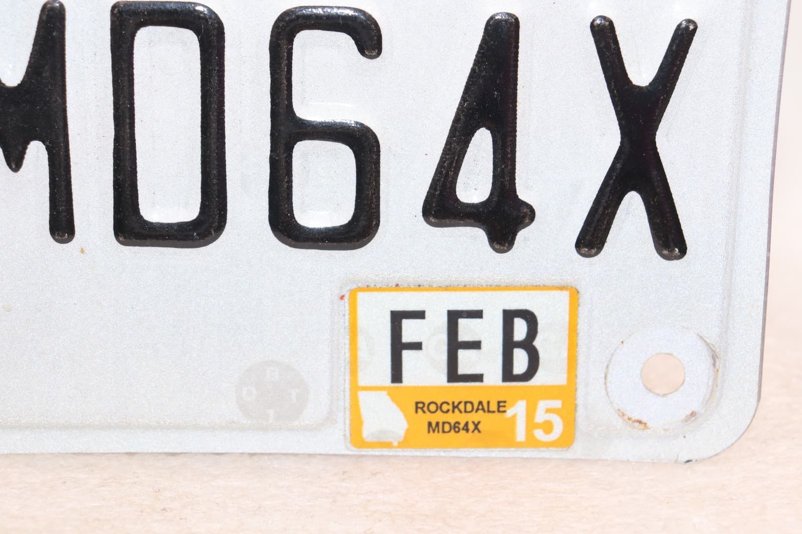 Expired, Georgia Handicap Motorcycle Plate, Registered in Feb. 2015 " MD64X " 5