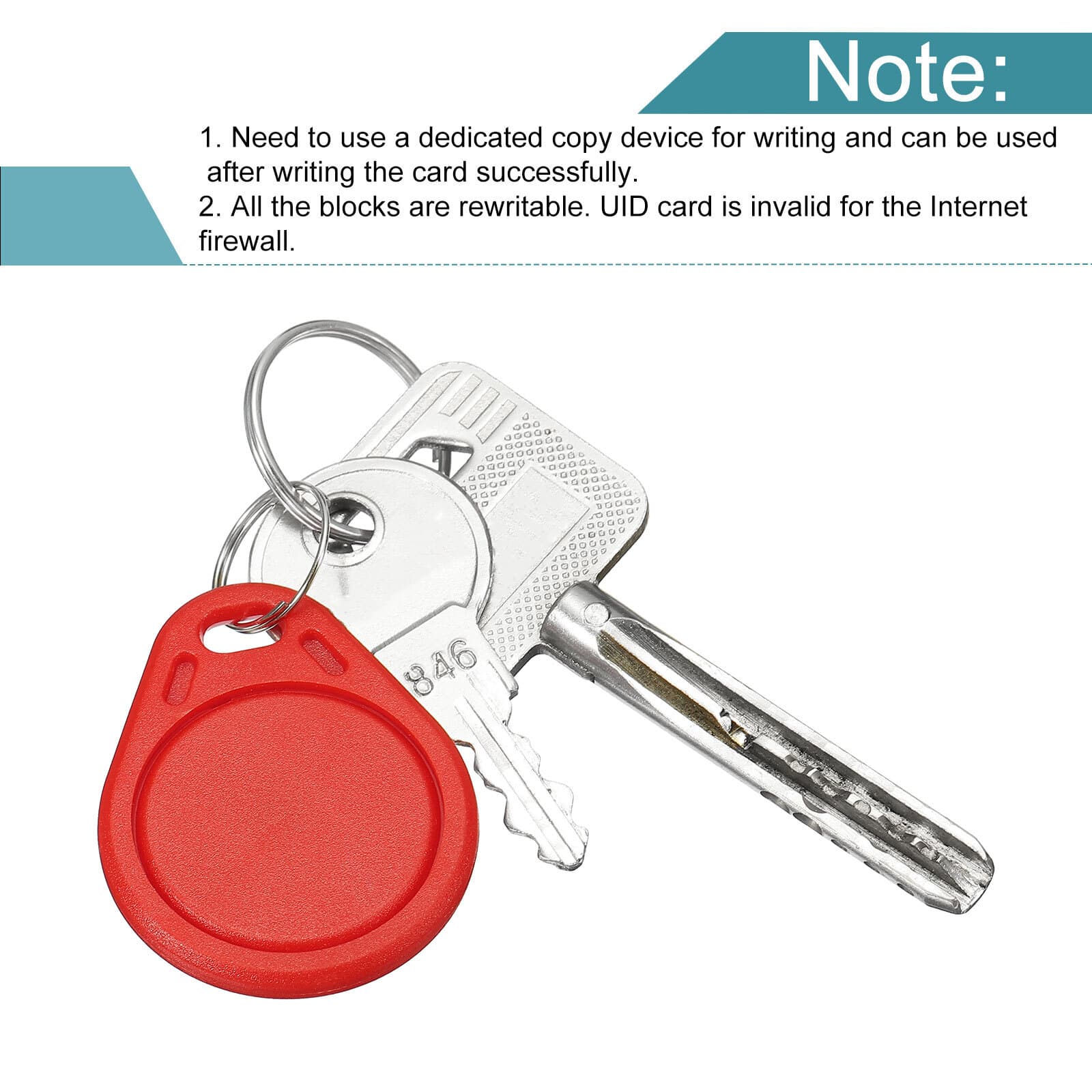 20Pcs RFID Key Fobs UID 13.56MHz Rewritable Proximity IC Smart Token Tag Red 5