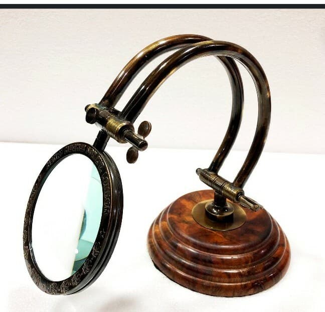Antique Brass Magnifying glass wooden glasses  Office Decorative Nautical  3