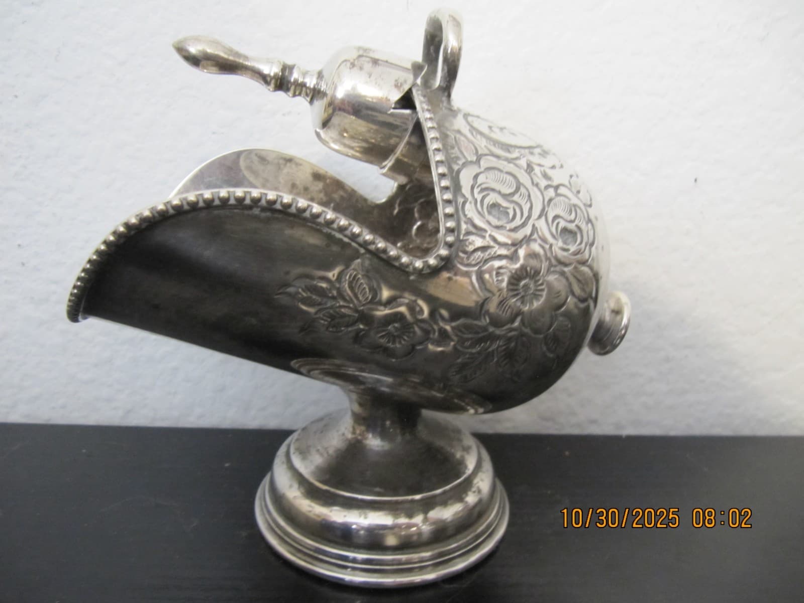 Vintage Silver Plate Sugar Scuttle With Spoon Scoop