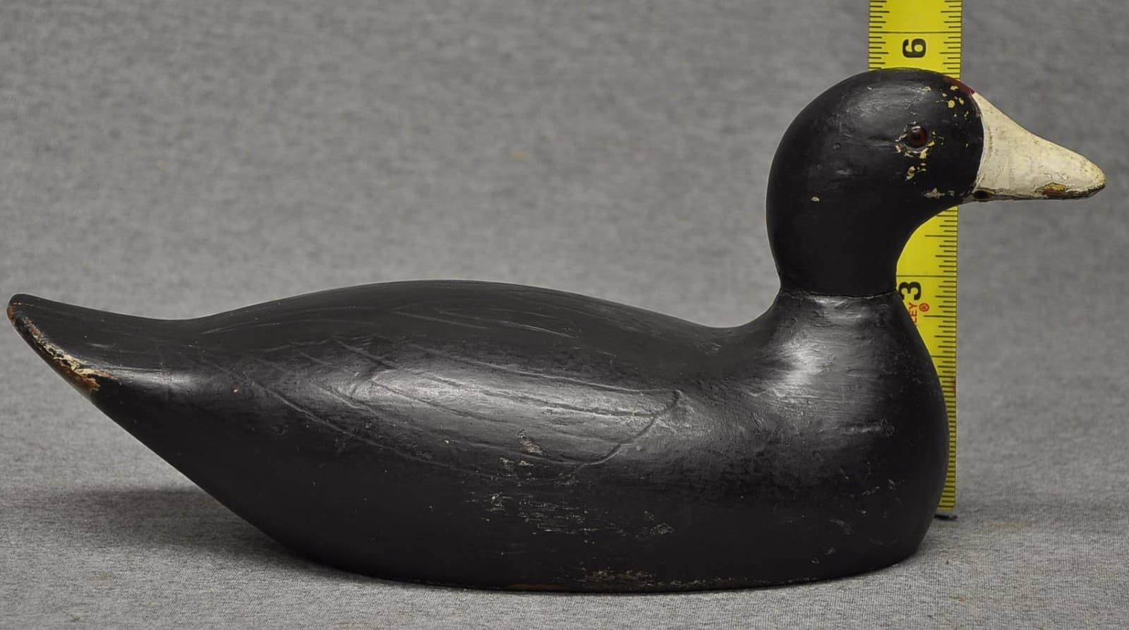 EVANS COOT DECOY DUCK DECOY NICE LINES HUNTER'S PAINT GLASS EYES CHIP IN TAIL 3