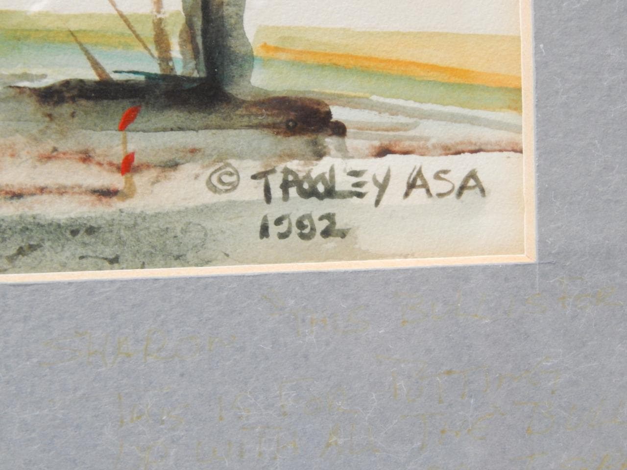 T. POOLEY ASA SIGNED BISON BUFFALO WESTERN INDIAN DSGN WATER COLOR PAINTING 3