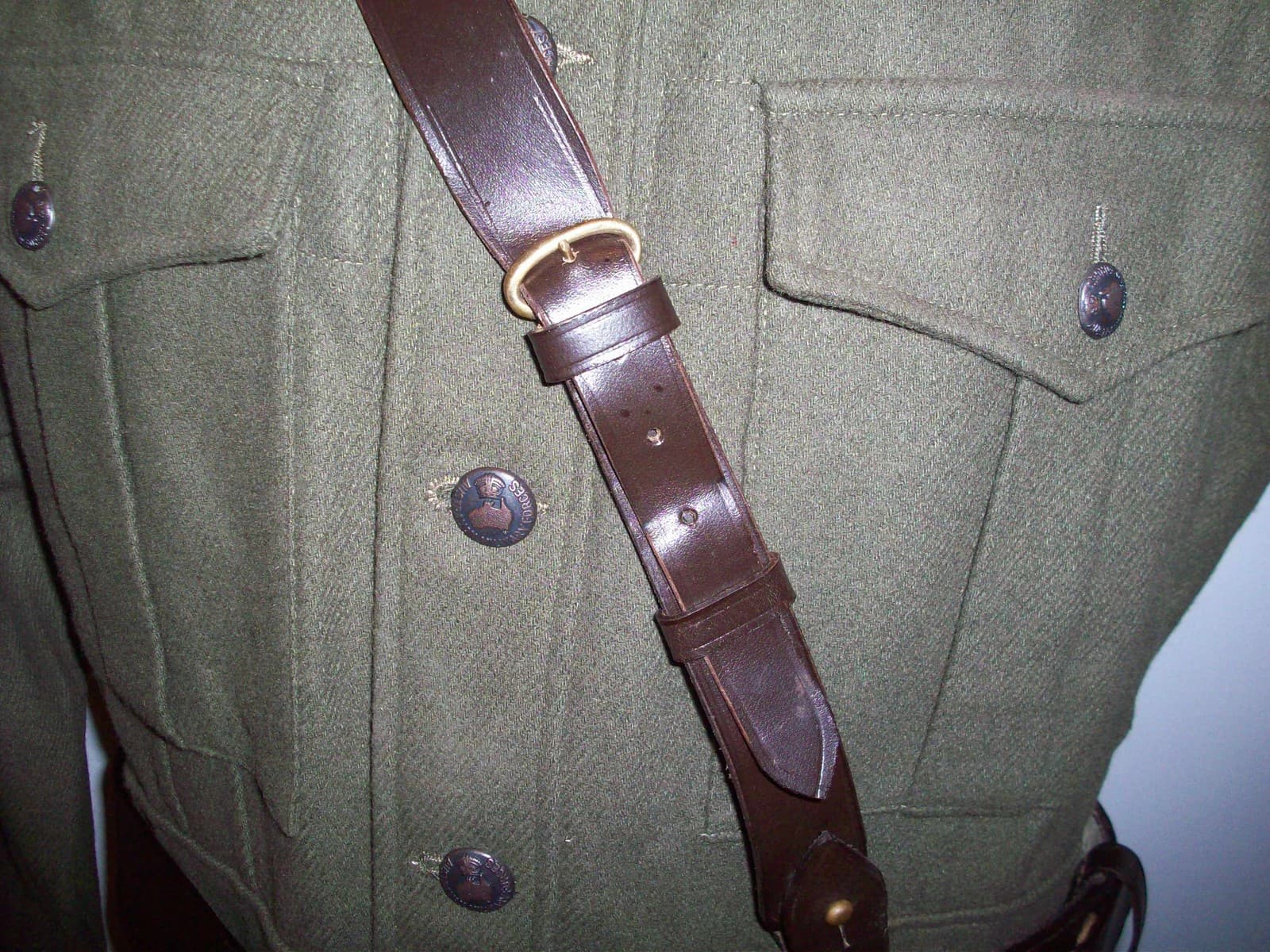 AUSTRALIAN ARMY SAM BROWN OFFICERS LEATHER BELT WITH STRAP - SIZE 44 inch waist 5