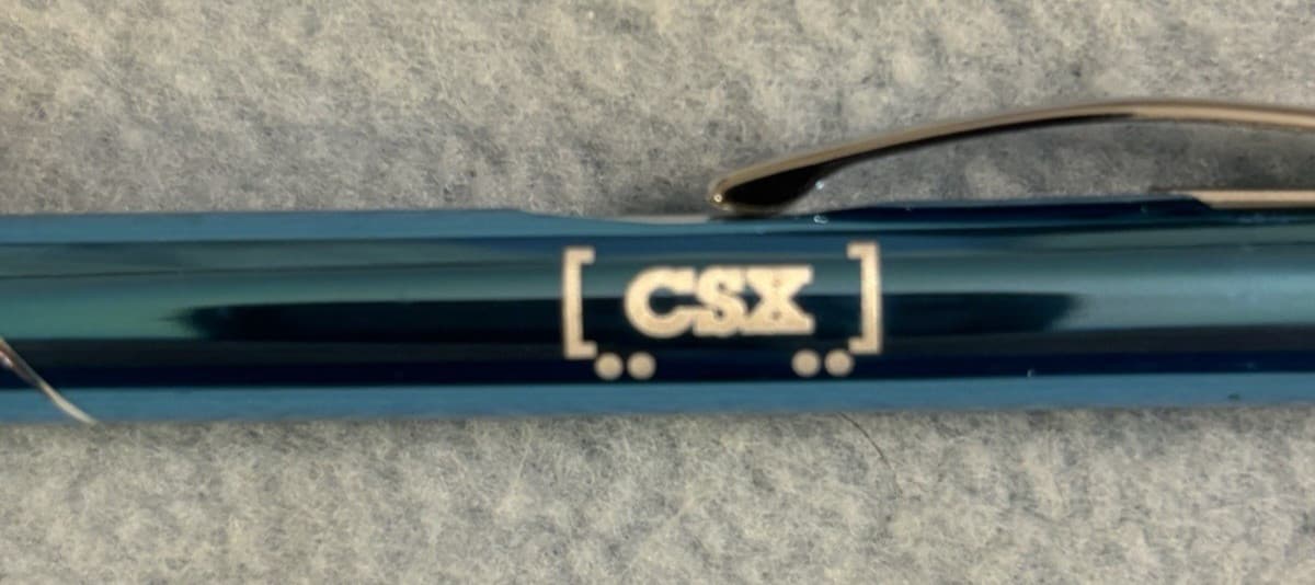 CSX Logo Rollerball Pen with Round Case, Blue and Silver Color 2