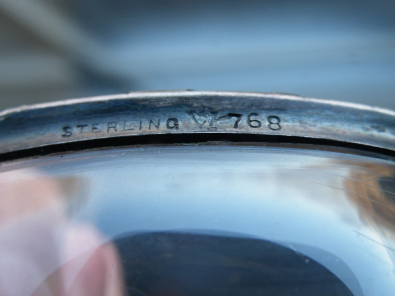 Vintage International ? Silver Sterling Silver Rim Cut Detail Glass Bowl FREESHI 2
