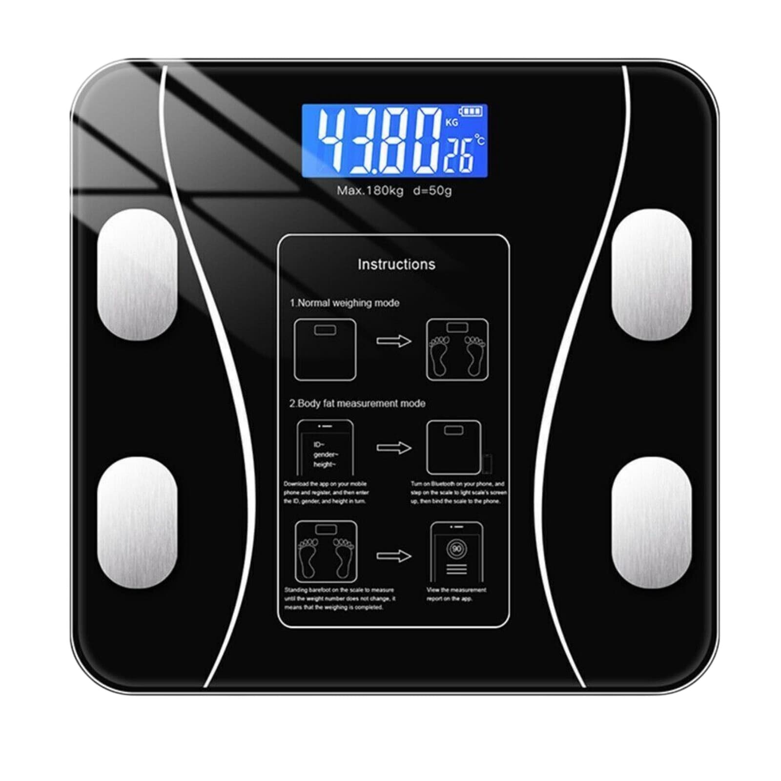 Digital Body Weight Scale Backlit Display High Precision Bluetooth BathroomScale 2