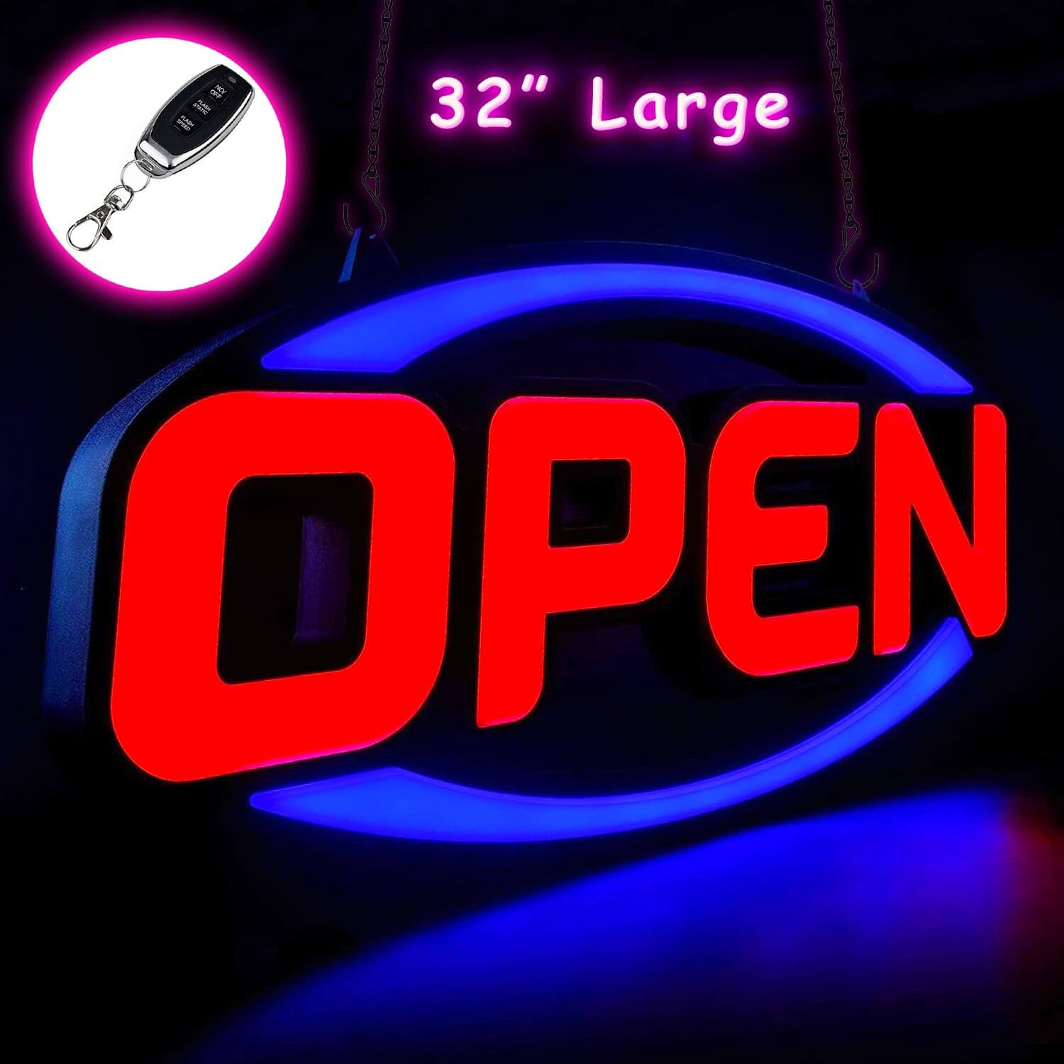 Large LED Neon Open Sign 32" Light Bright for Restaurant Bar Store Shop Market