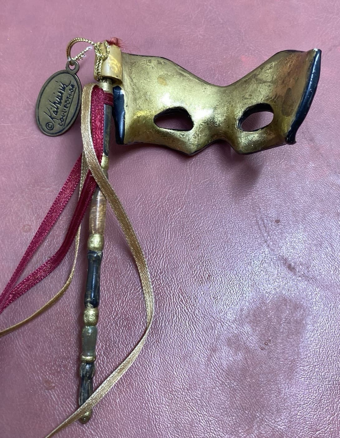 Vintage Katherines Collection Venetian Opera Mardi Gras Harlequin Mini Mask READ 5