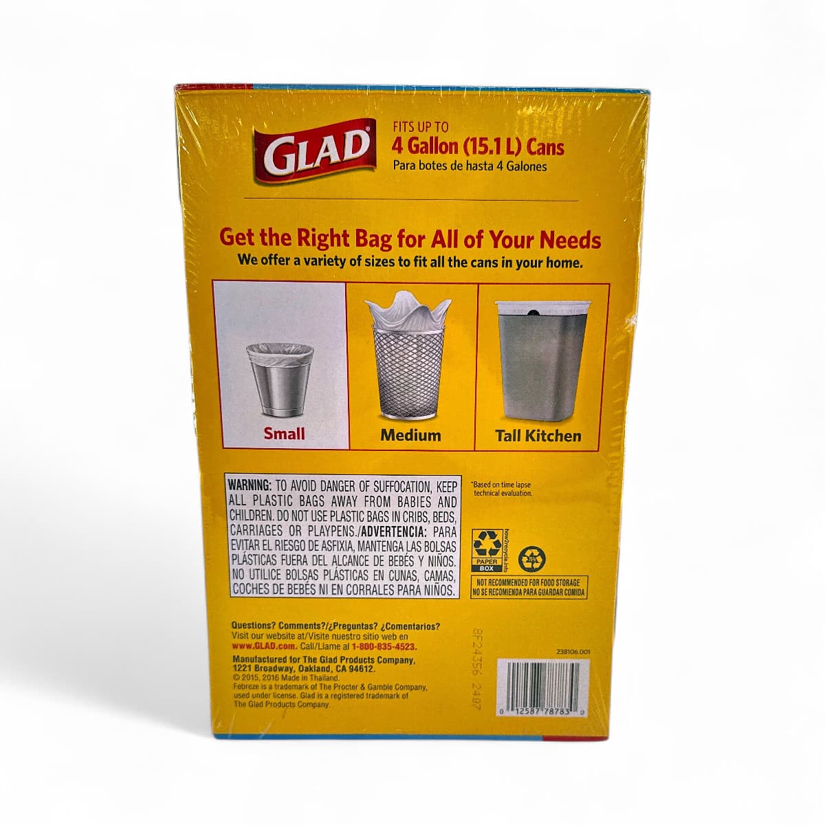 Glad Small Twist-Tie White Trash Bags Febreze Fresh Clean Scent 4-Gal 156 Count 4