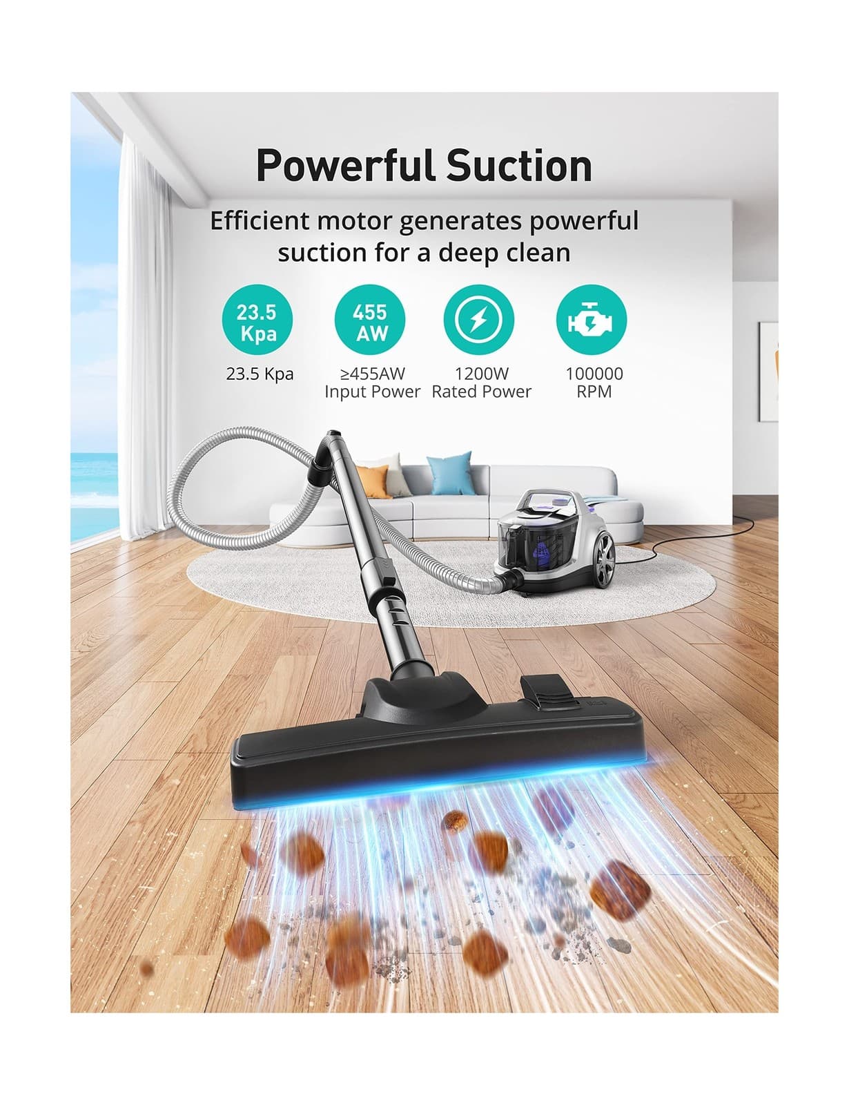 Aspiron Canister Vacuum Cleaner, Lightweight Bagless Vacuum Cleaner... Fast Ship 2