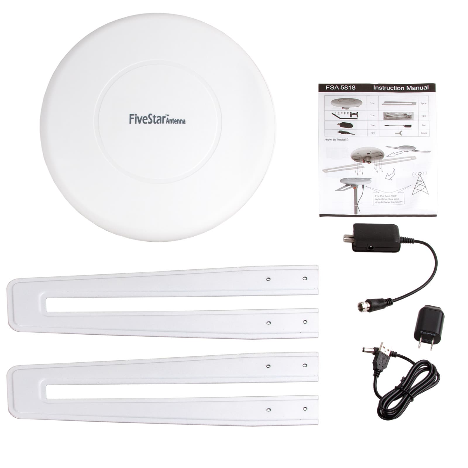 HDTV Outdoor Amplified TV Antenna 360° Omni-Directional Digital HD 1080P 4K Gain 5