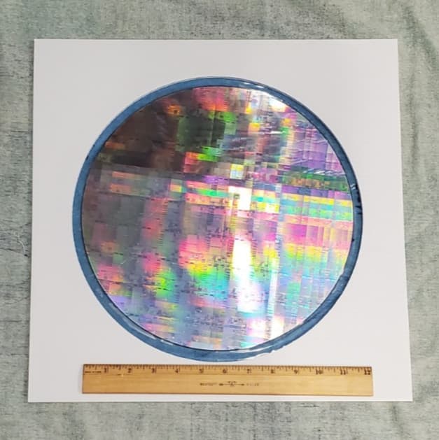 Silicon 300mm Semiconductor Wafer Specimen Diced IC Chips Educational Example 2