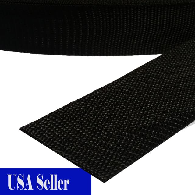 1" 2" 1.5" 3/4" Inch Polypropylene Webbing Black Nylon Strap 5/10/25 yard  2