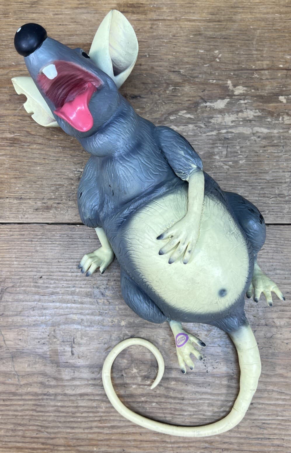 Gemmy 15" Animated Talking Burping Dying Halloween Fat Rat Rubber Prop (VIDEO) 4
