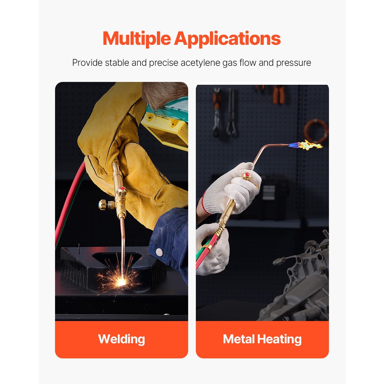 Oxygen Acetylene Torch Kit 14PCS Gas Welding Set & Cylinder Holder 177'' Hose 6