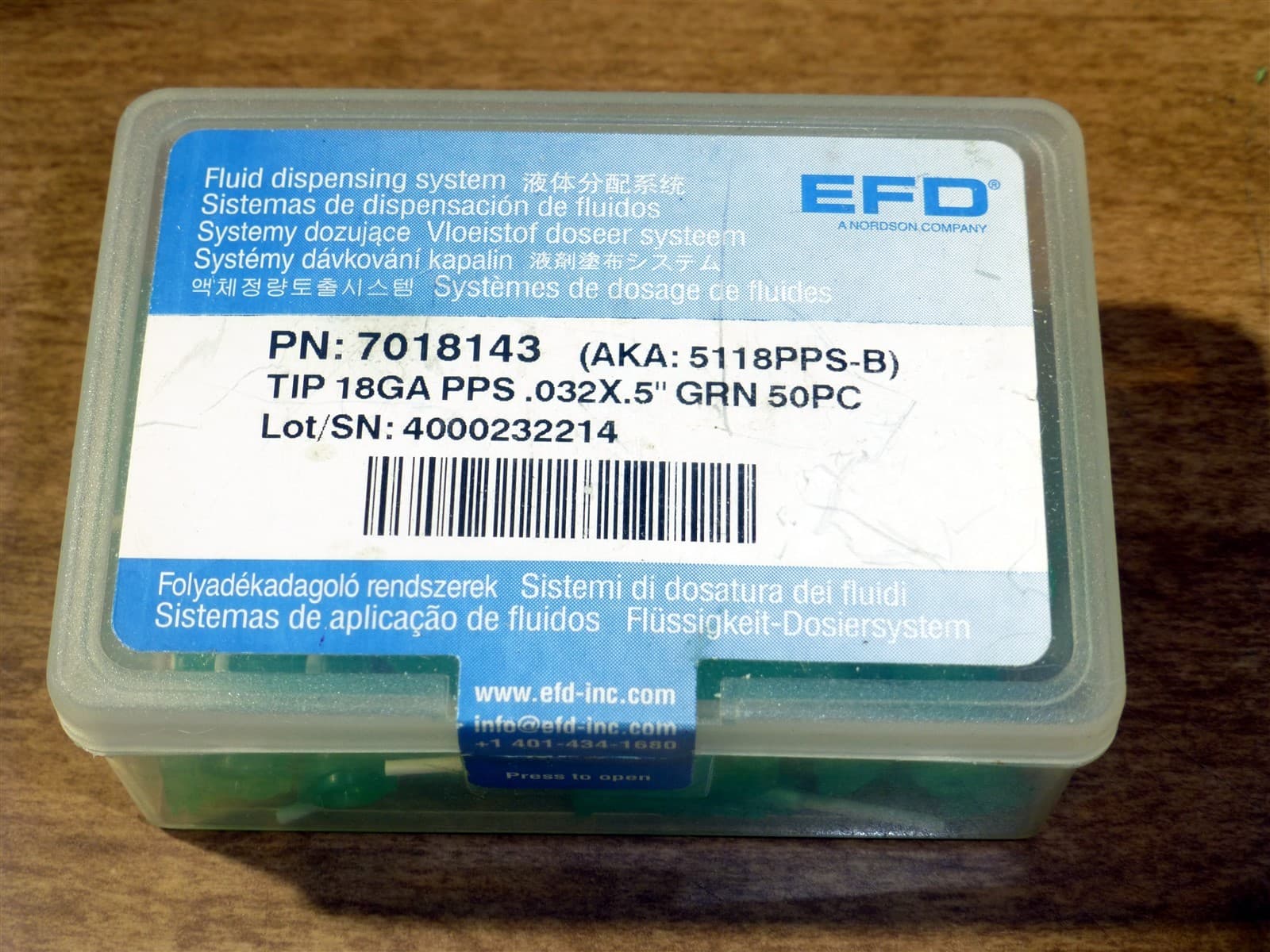 Nordson EFD 7018143 eFD Dispense Needle Flexible 18AWG .5 inch Green SHIP IN 1 D