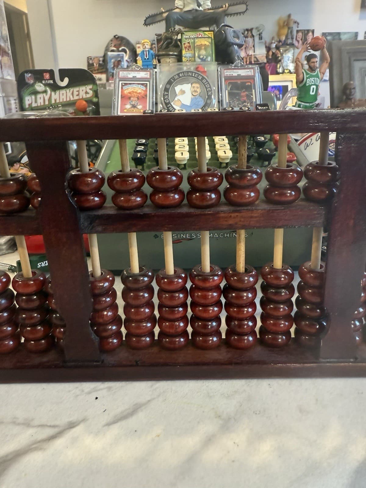 VTG 12” Abacus 13 Pole 91 Bead Brown Wood Handmade Chinese Counter🇨🇳💰 5