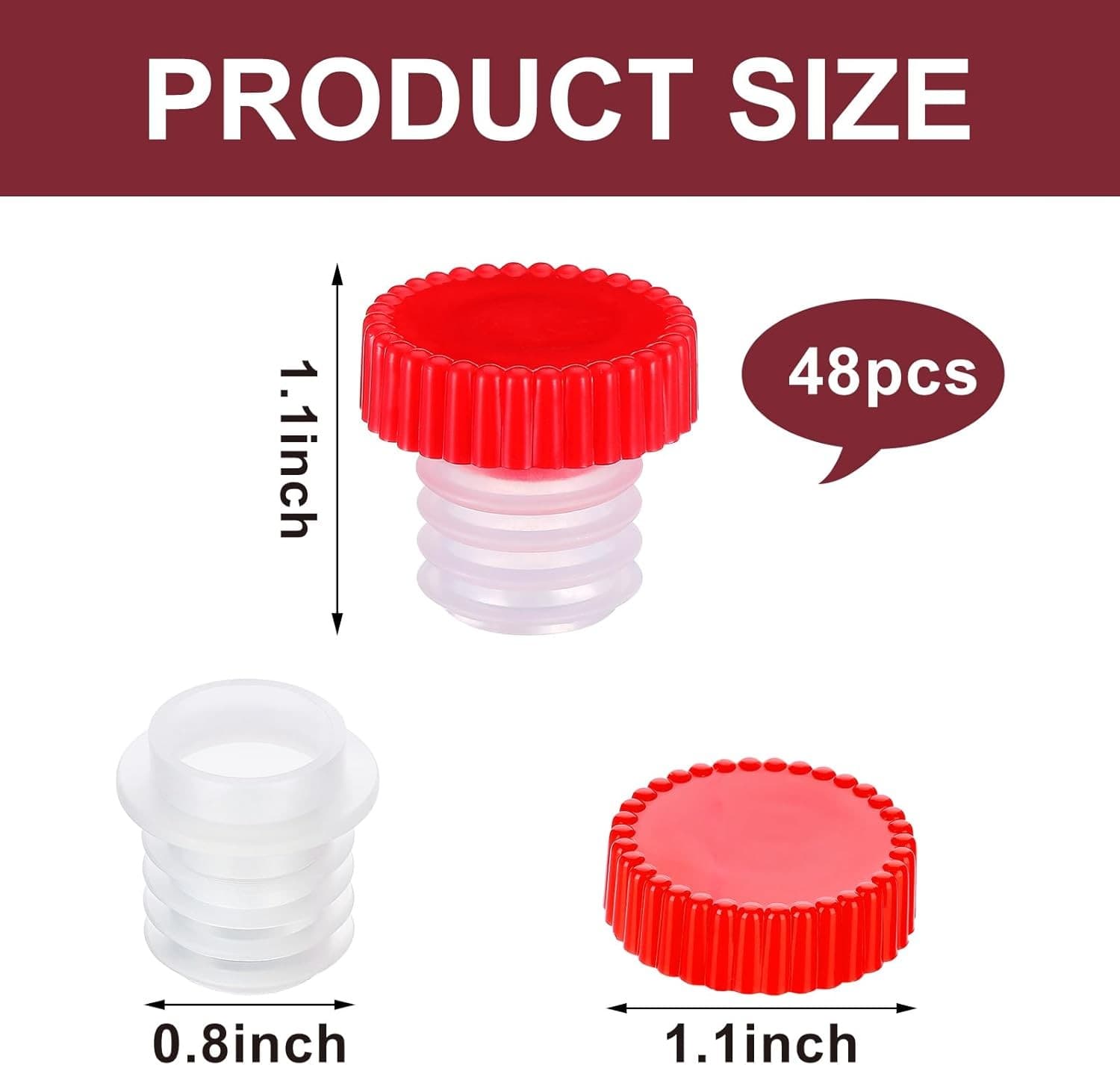 48 Pcs Slow Wine Pourer Spout for Corked Bottles Pour and Seal Plastic Red  2