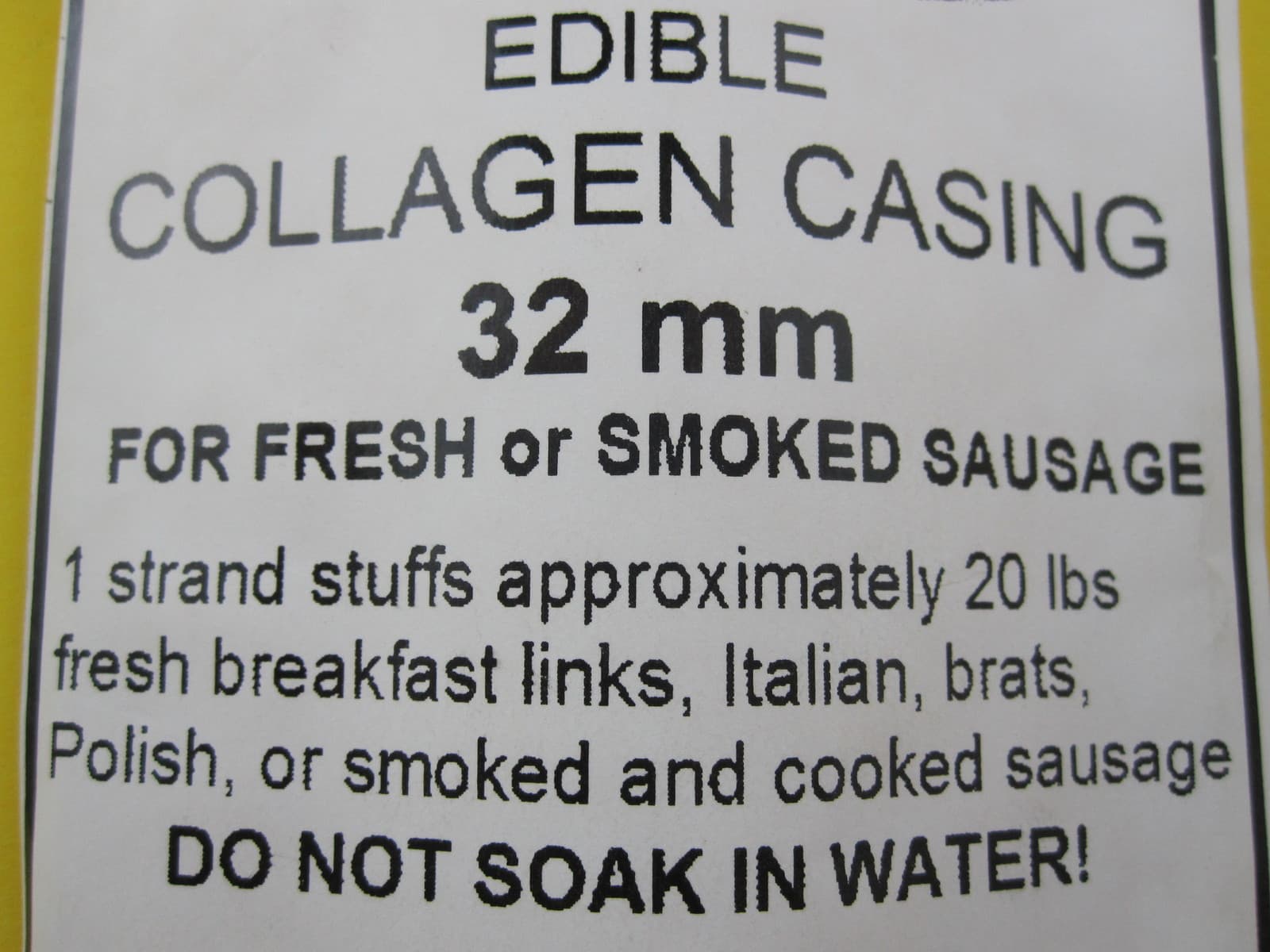 *EASY* to use Sausage Casings.  32 mm for 40 lbs of meat.  Beef Collagen product 2