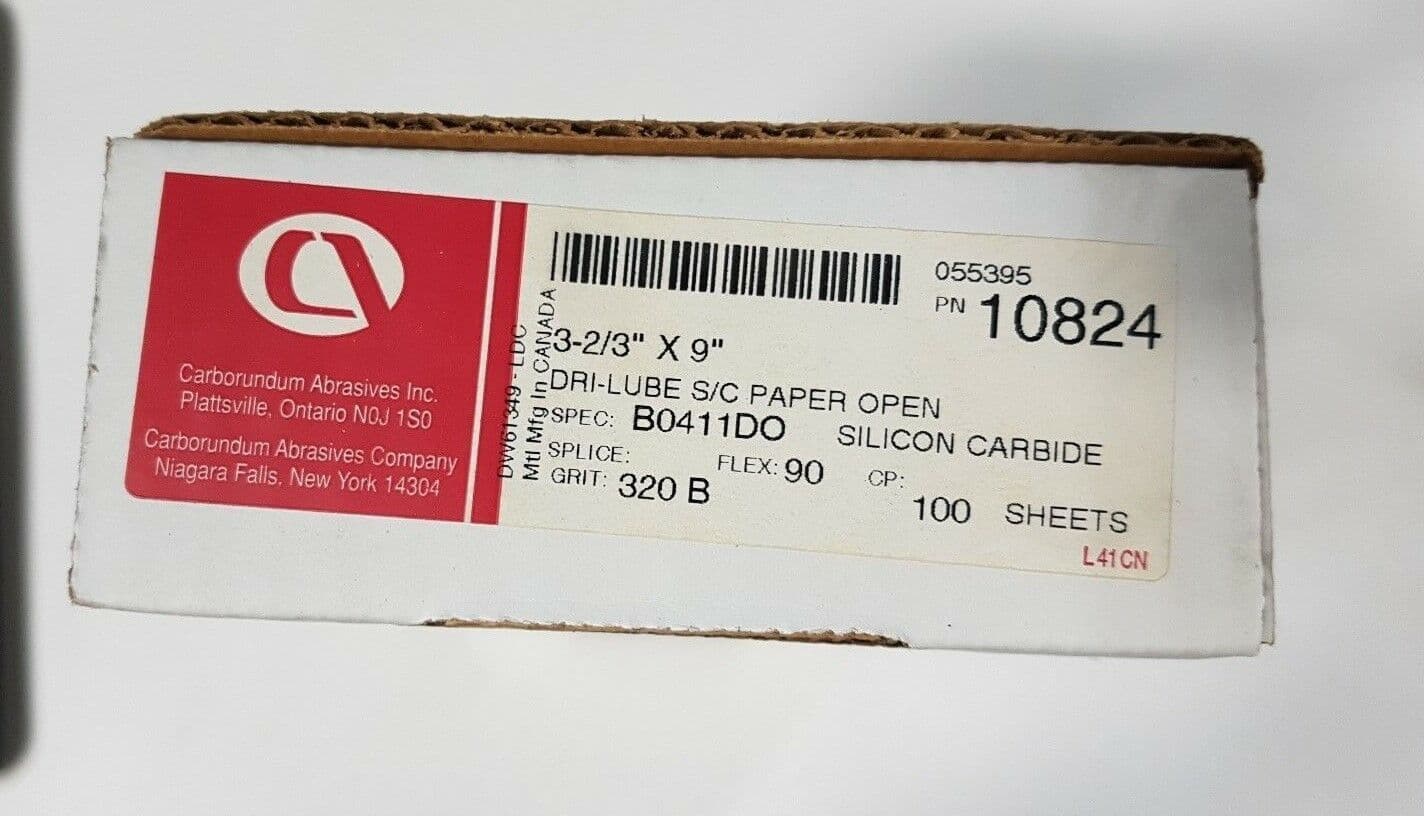 100 Sheets Carborundum Paper Silicon Carbide 3-2/3" X 9" 10824 GRIT 320 FLEX 90