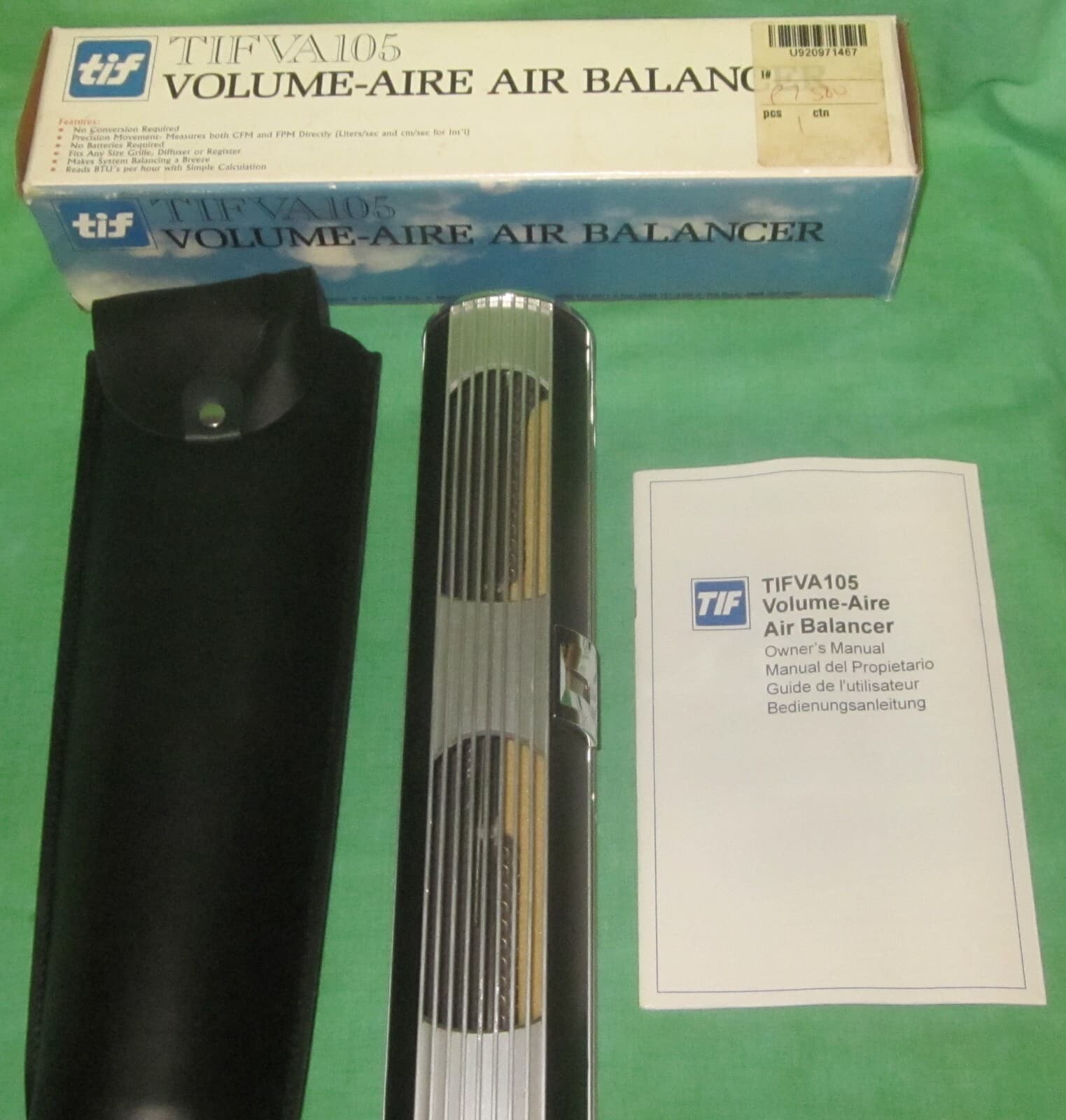 TIF Instruments Volume-Aire Air Balancer New in Box Includes Case & Manual VA105