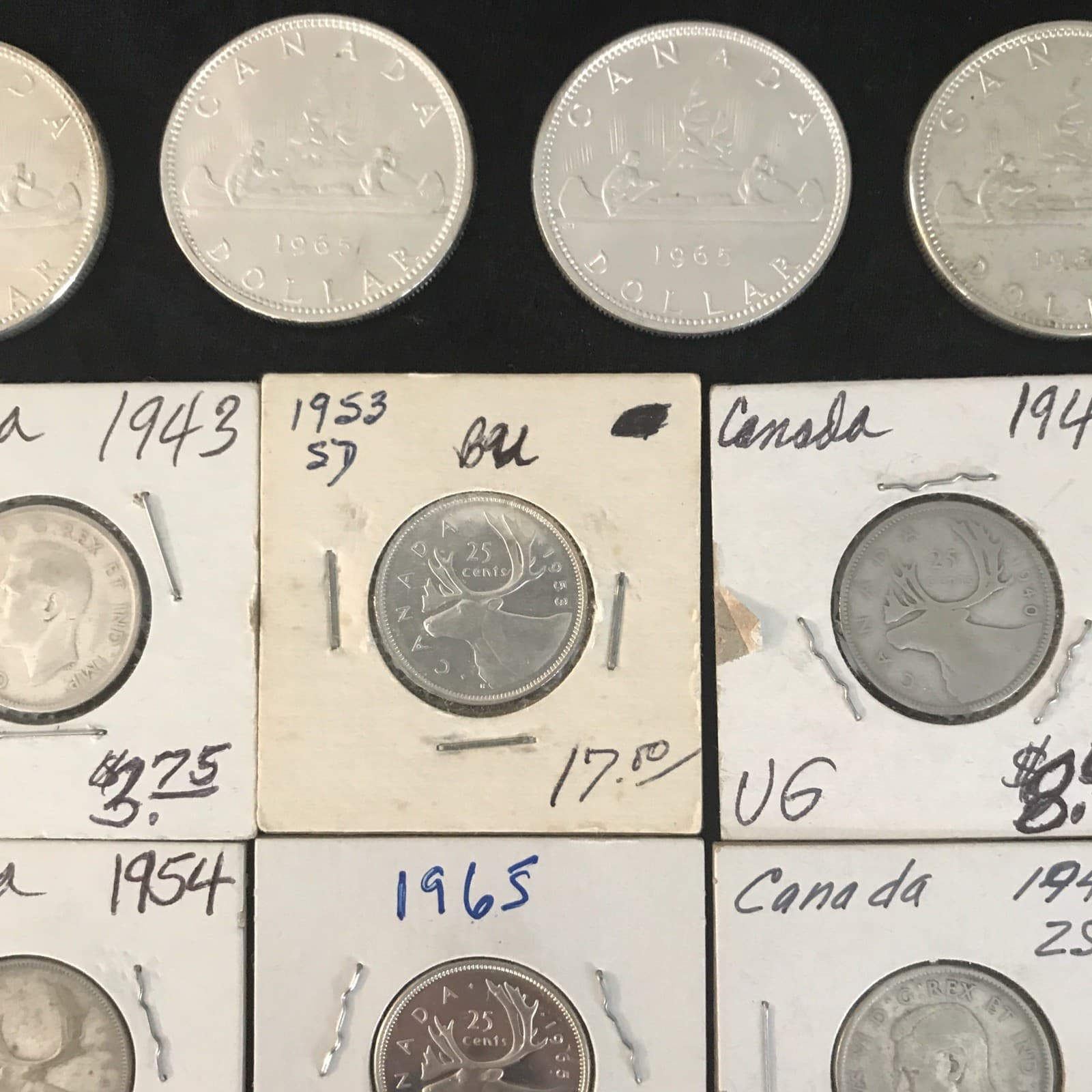 Lot Of Canadian Silver Coins 17.70 FV Pre 1968 Dollars Quarters Dimes 10+ Ounces 3