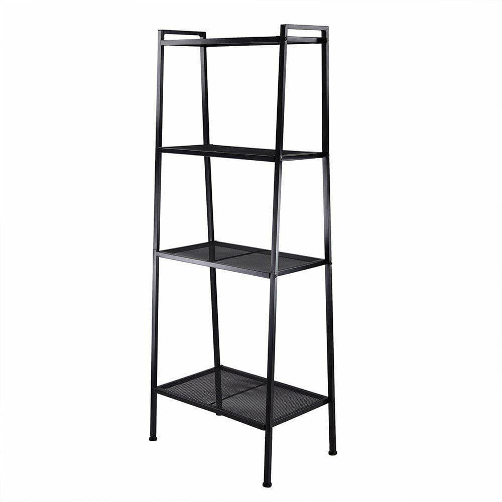 4 Tier Leaning Ladder Shelf Bookcase Bookshelf Storage Shelves Unit Organizer 6
