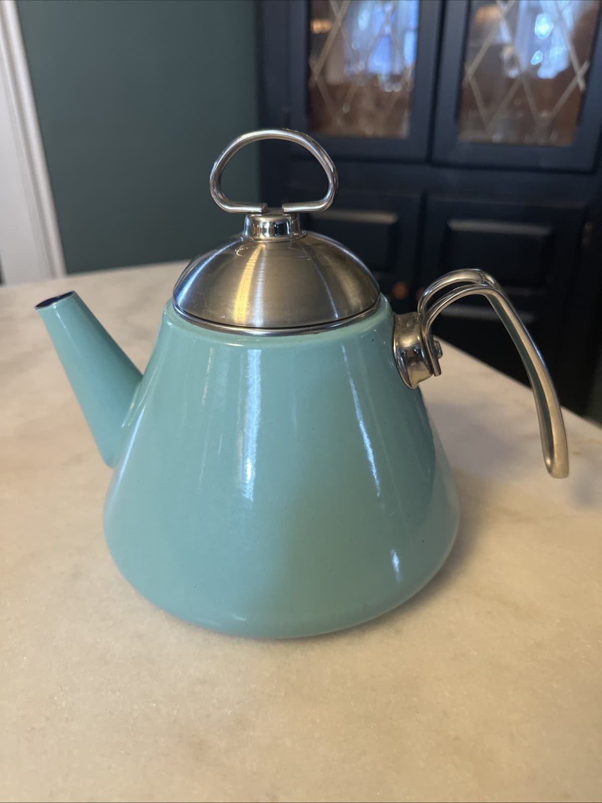 Vintage Chantal Tea Kettle - Teal Blue and Stainless Steel 3