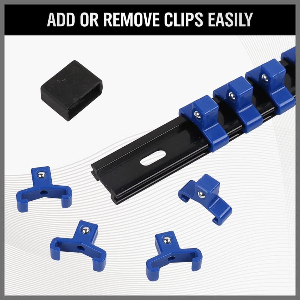 9PC Socket Organizer Holder Tool Storage Rail Rack 1/4" 3/8" 1/2" Industrial 14" 4