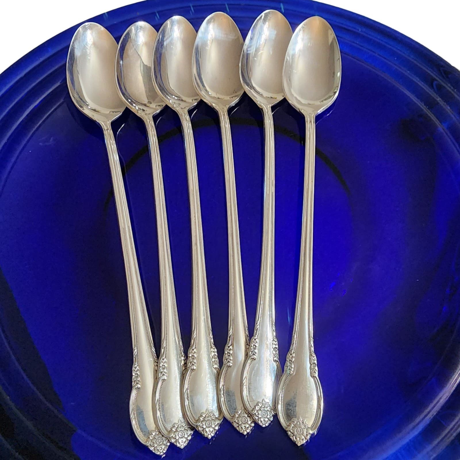 6 Rogers Bros 1847 REMEMBRANCE SilverPlate Ice TEA Spoons Iced Excellent