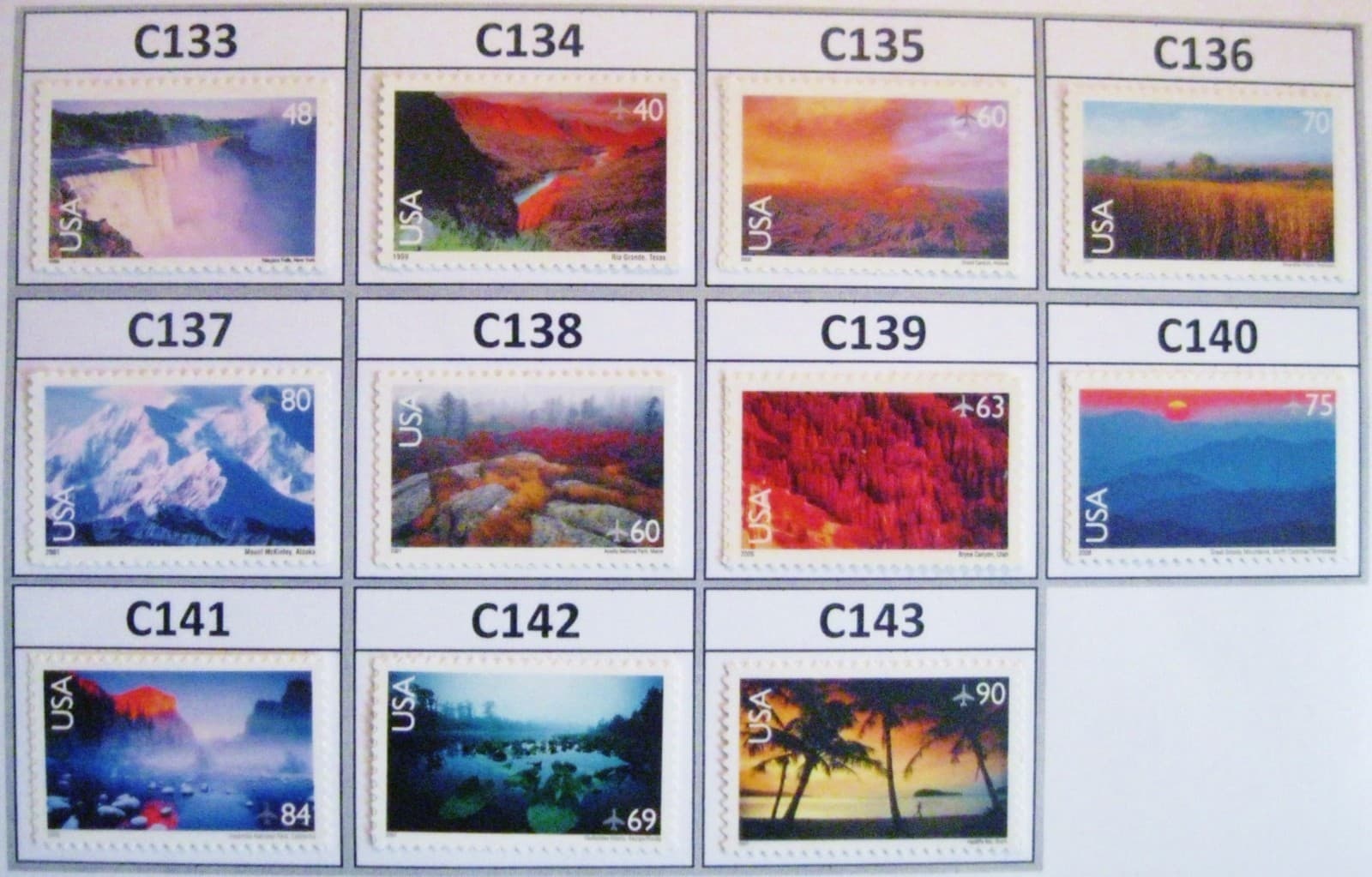 Scenic Landscapes National Parks Set 18 MNH Air Mail Stamps Scotts C133 to C150 2