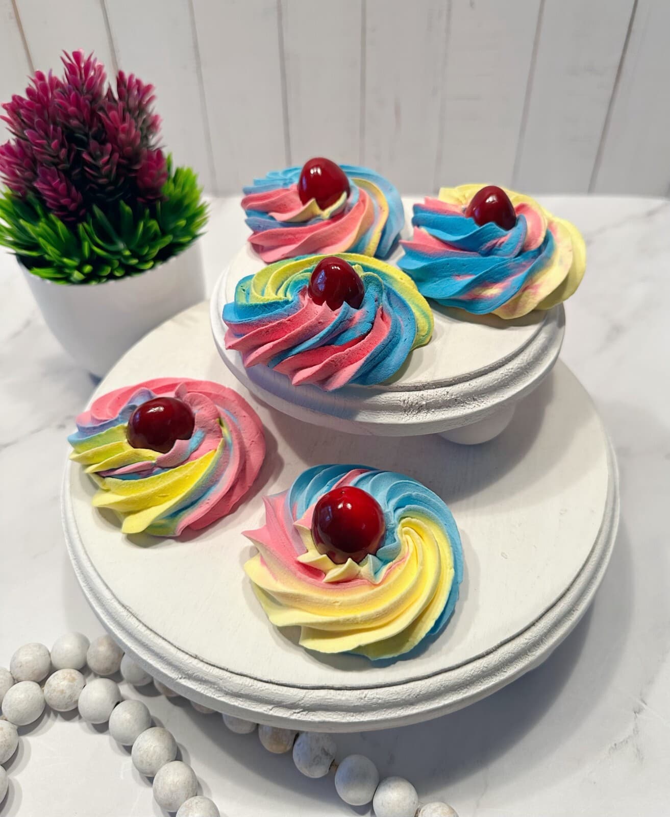 DEZICAKES Fake Cookie Artificial Food Rainbow Butter Cookie w/Cherry 2