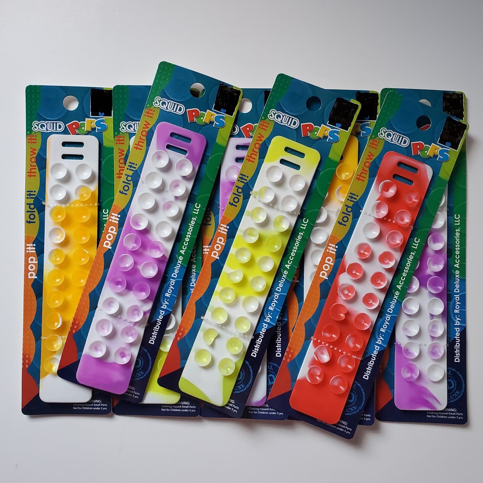 Lot of 8 Squid Pops Fidget Straps / Bracelet Pop It Party Favors Easter Basket