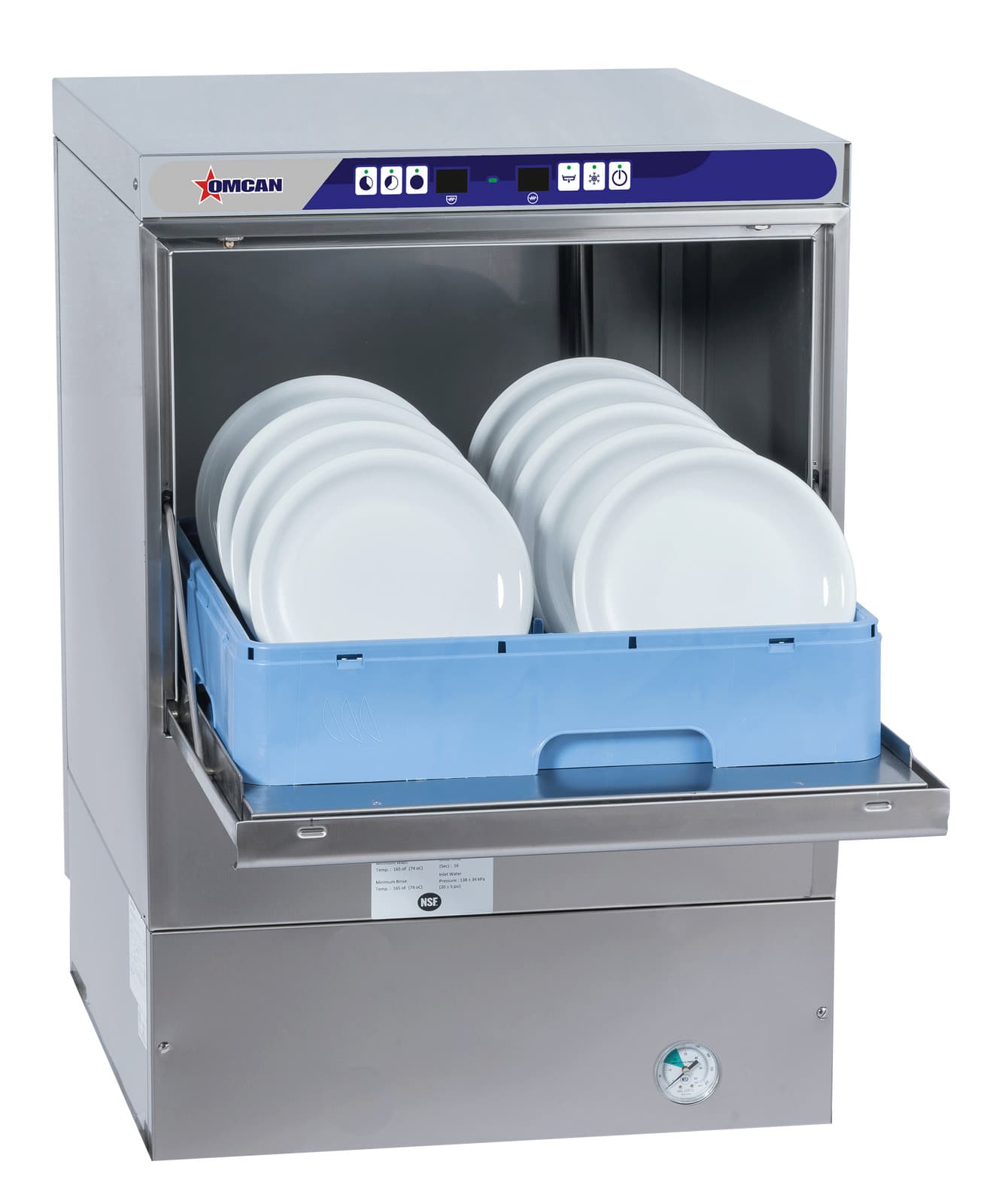 Omcan USA 46798 23" Undercounter Dishwasher, 30 Racks/Hour, High Temp With Bo...