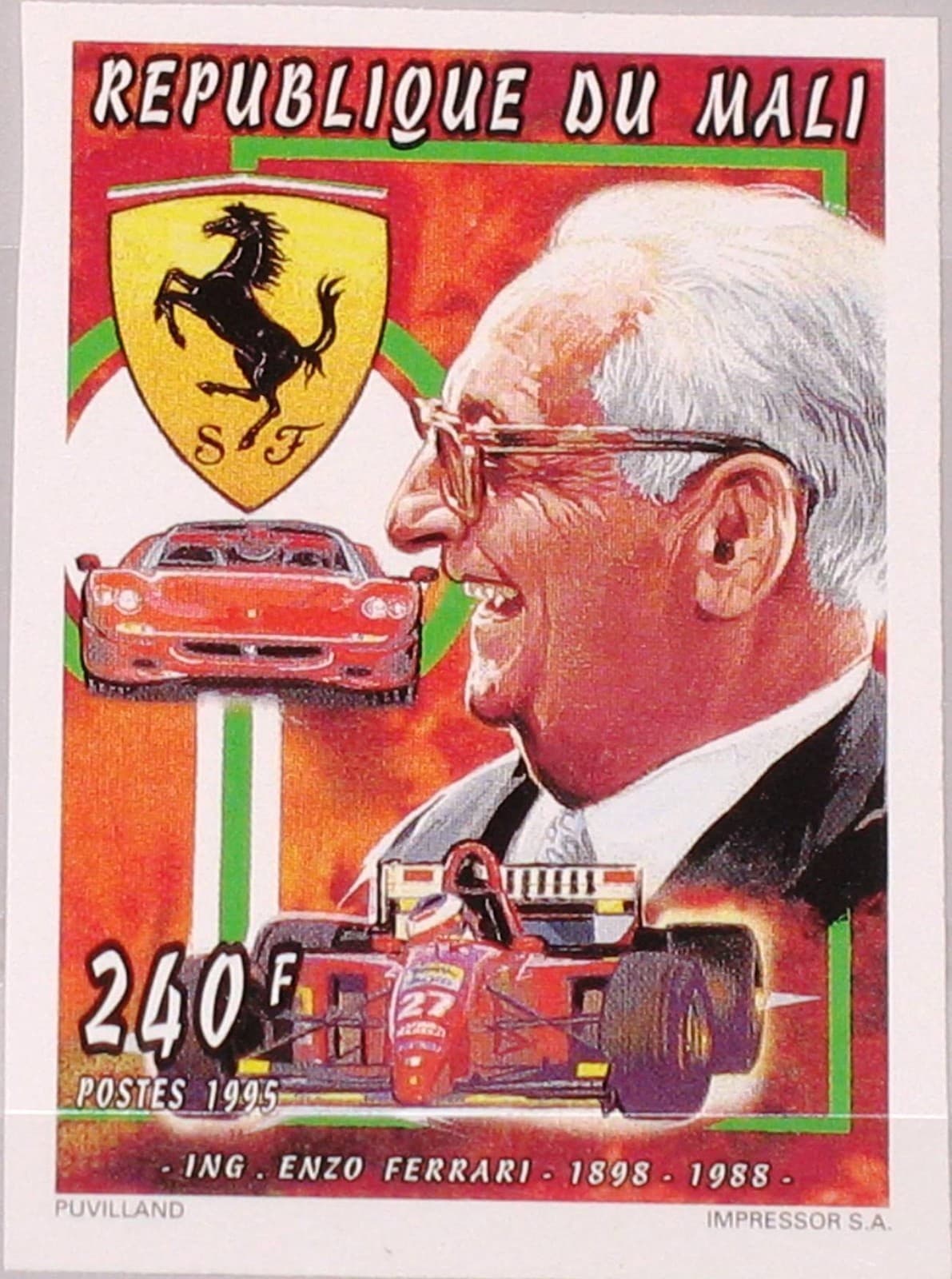 MALI 1995 1458 B 751 IMPERF Enzo Ferrari Race Car Race Car Cars Formula 1 MNH