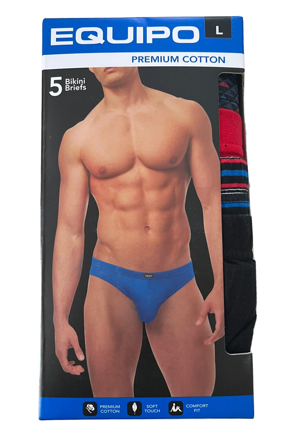 Men's Equipo 5-Pack Bikini Briefs (Red-Black) No Fly Premium Cotton Underwear 2