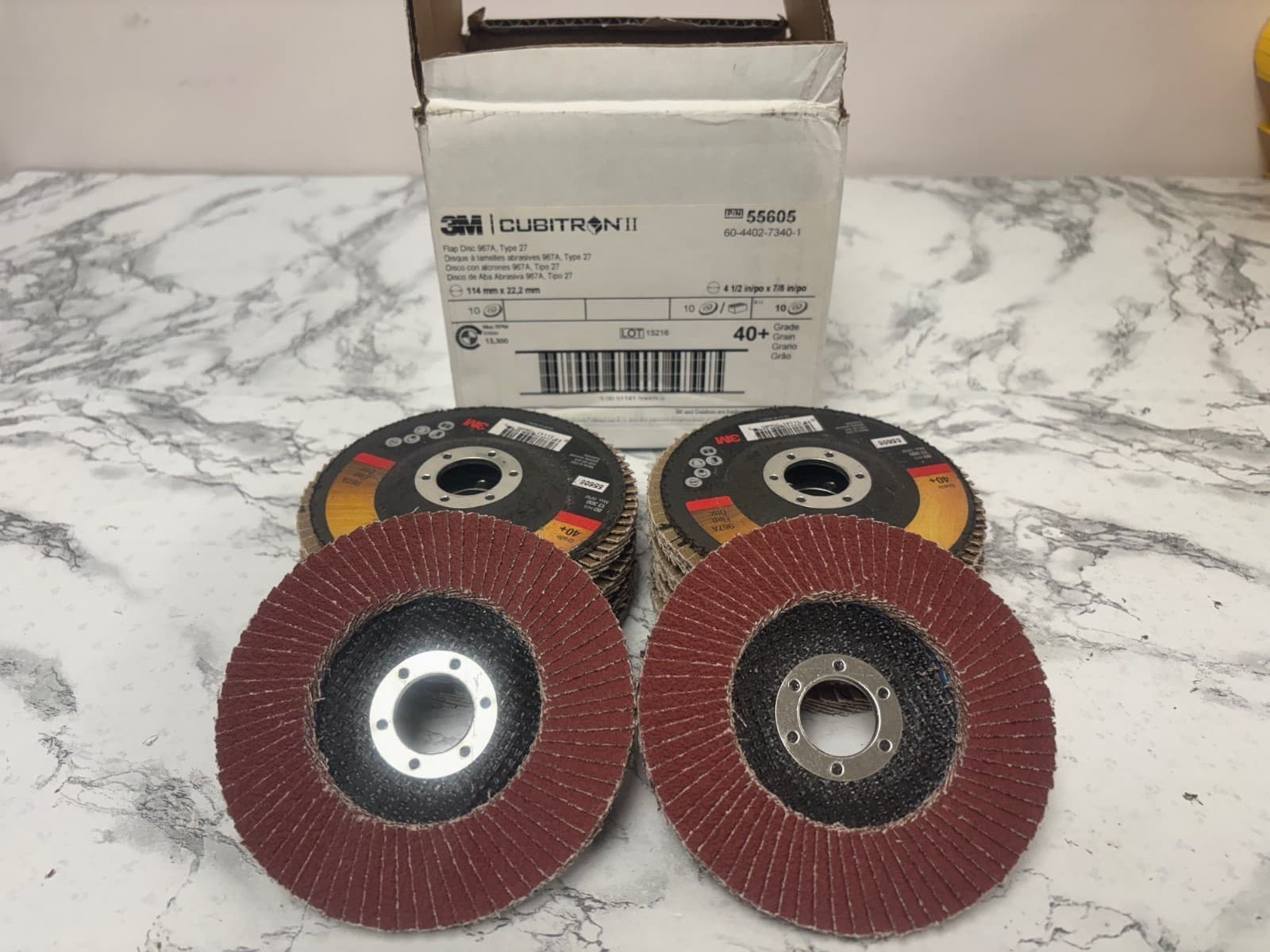 3M Abrasive 405-051141-55605 Cubitron Ii Flap Disc 967A- 4.5 in.- 40 Grit- 3