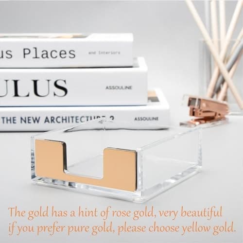  Gold Sticky Note Holder Clear Acrylic Post a Note Dispenser Cute Matt Gold 5