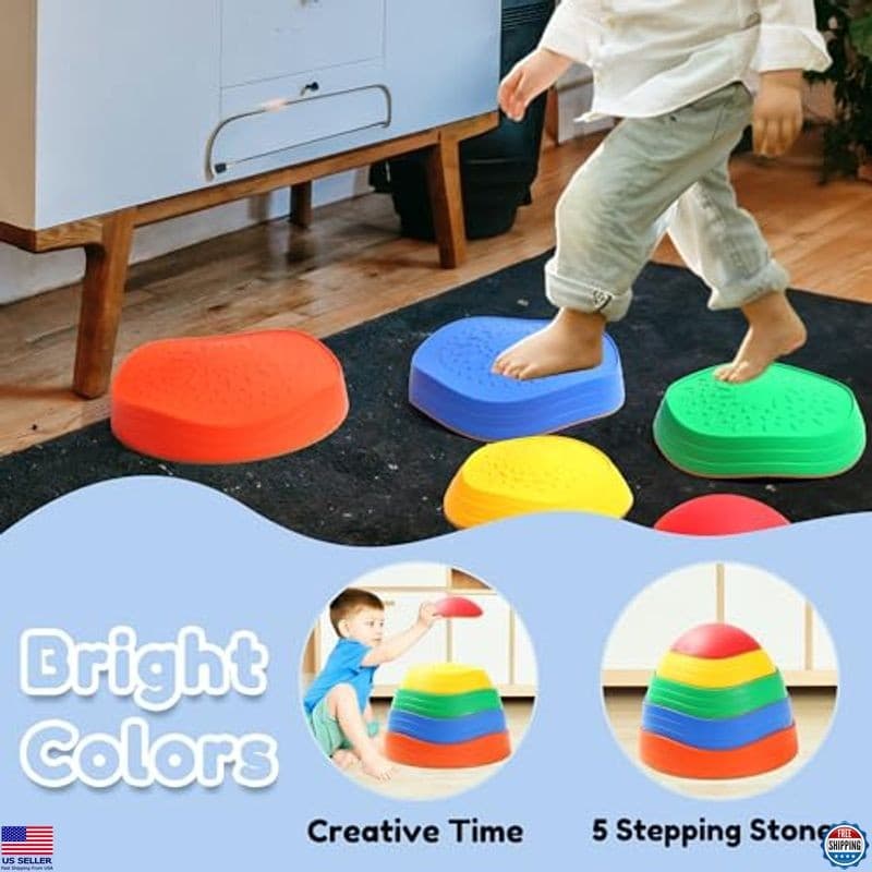 Balance Stepping Stones for Kids, 5pcs Sensory Stepping Stones, Indoor & Outdoor 4