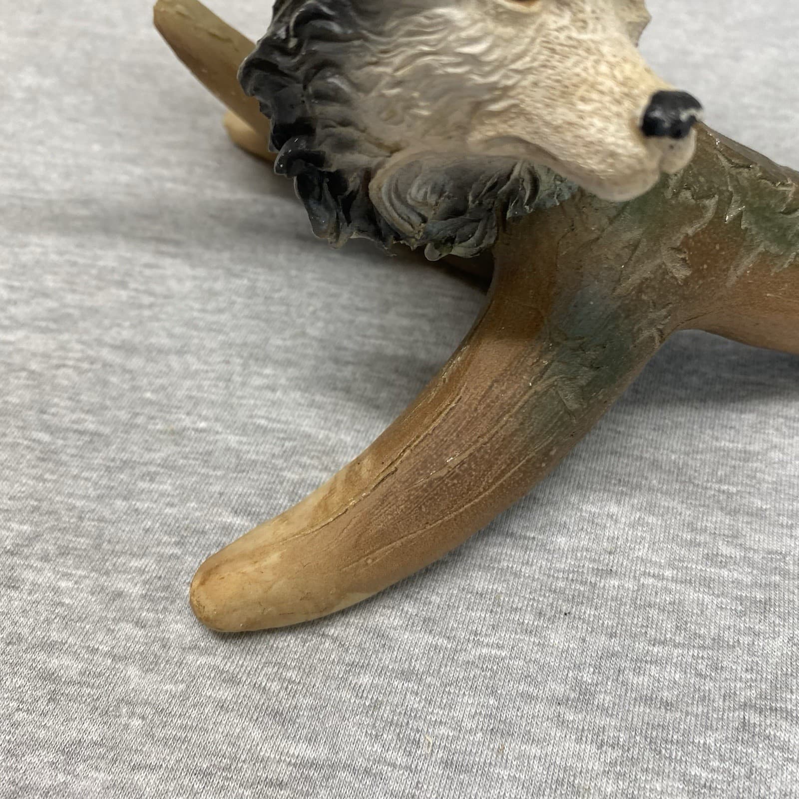 Vintage Wolves Statue With Knife And Antler Holder Resin 8.5” Small Flaws 4
