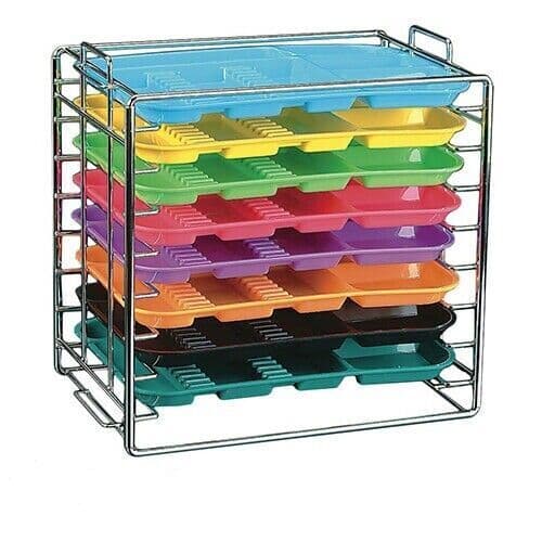 Plasdent Dental Medical Chromed Steel Instrument Tray Rack 8 Position for Size B